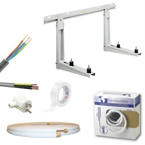 Compleet installatiepakket 1/4x1/2 inclusief muurbeugel 15m